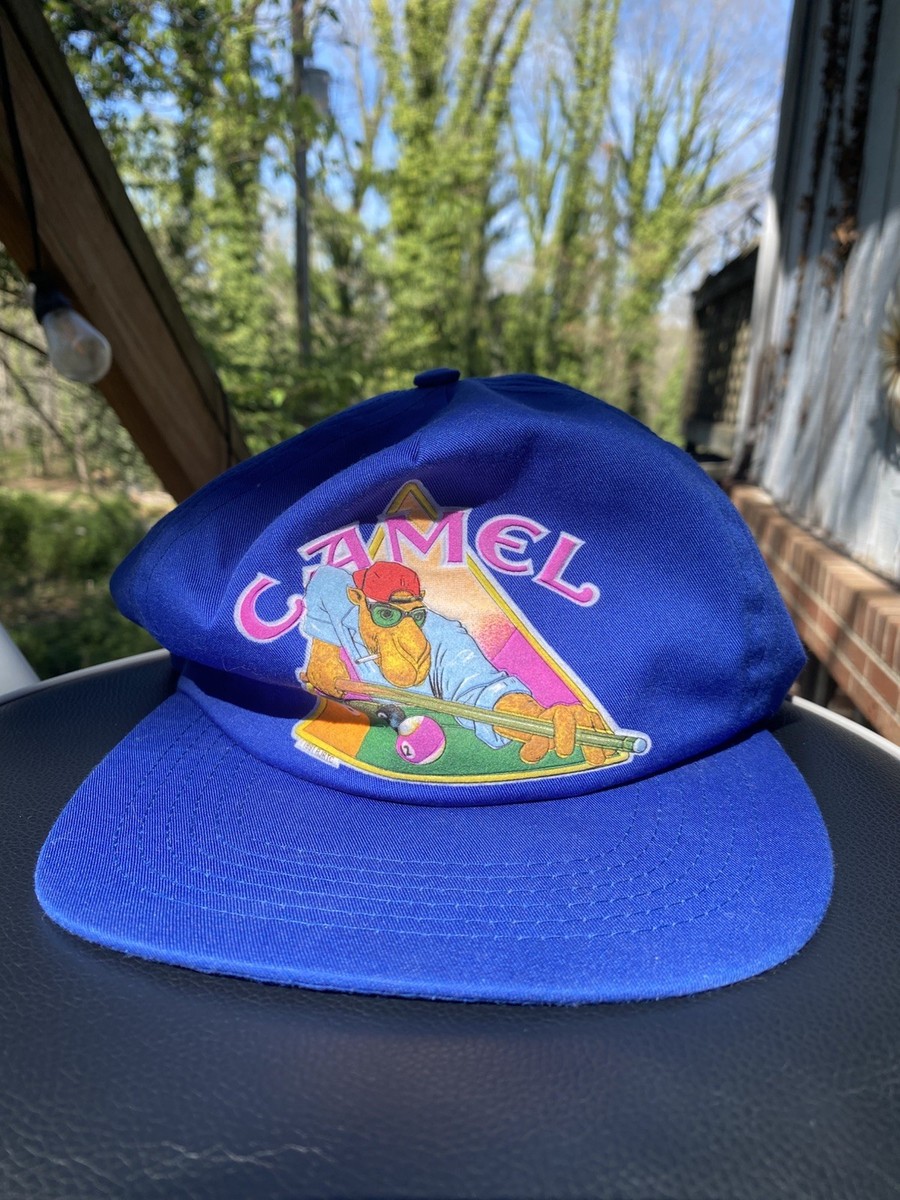 VINTAGE Camel Hat Cap Snap Back Blue Pool Billiards Joe Camel