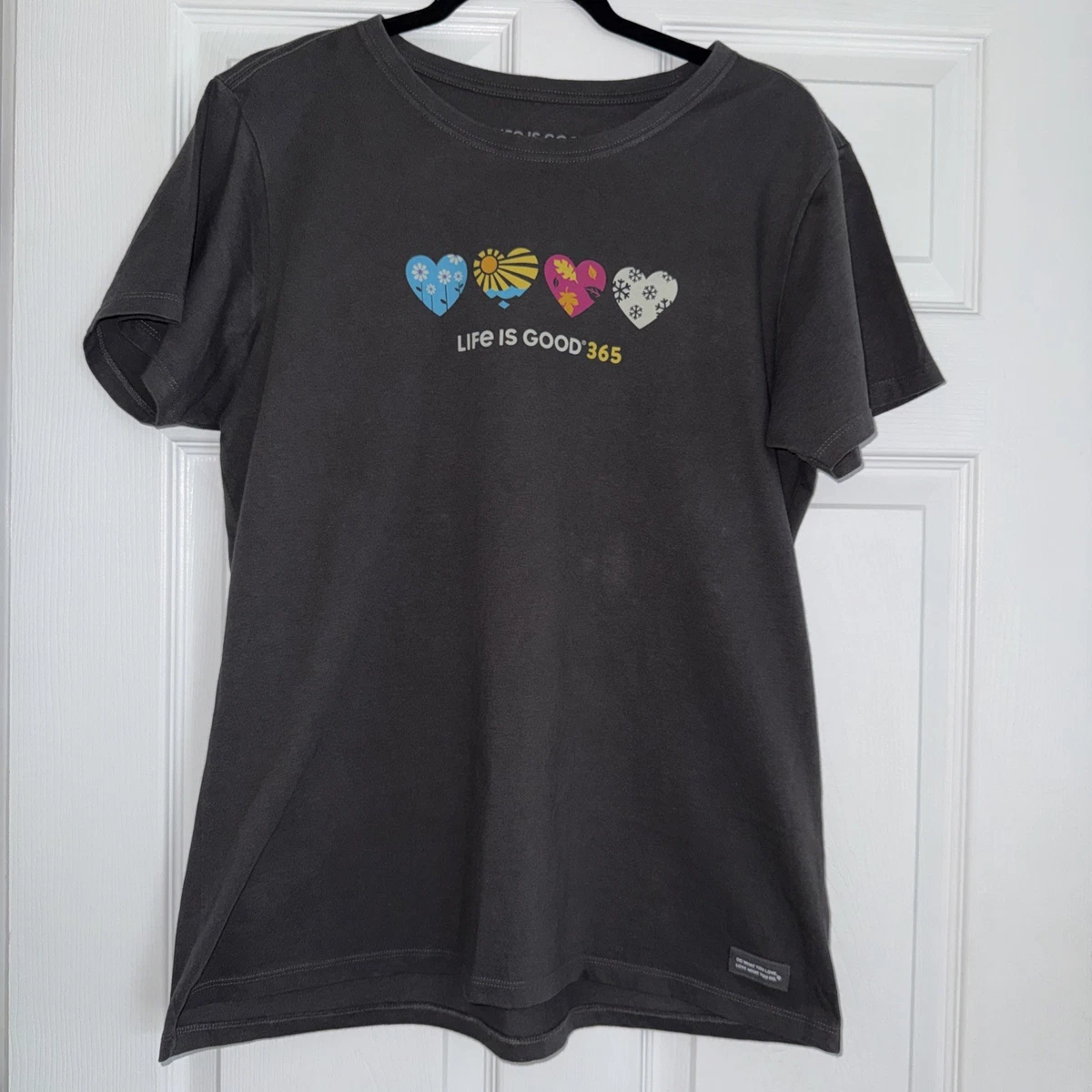 T-shirt Life Is Good Femme – Vert, Col Rond, XL – 100% Coton – Neuf Sans étiquette