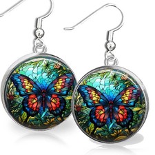 Butterfly Earrings Faux Stained Glass Art Pri...