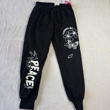 Justice Girls Size S 7/8 Black Joggers Finding My peace