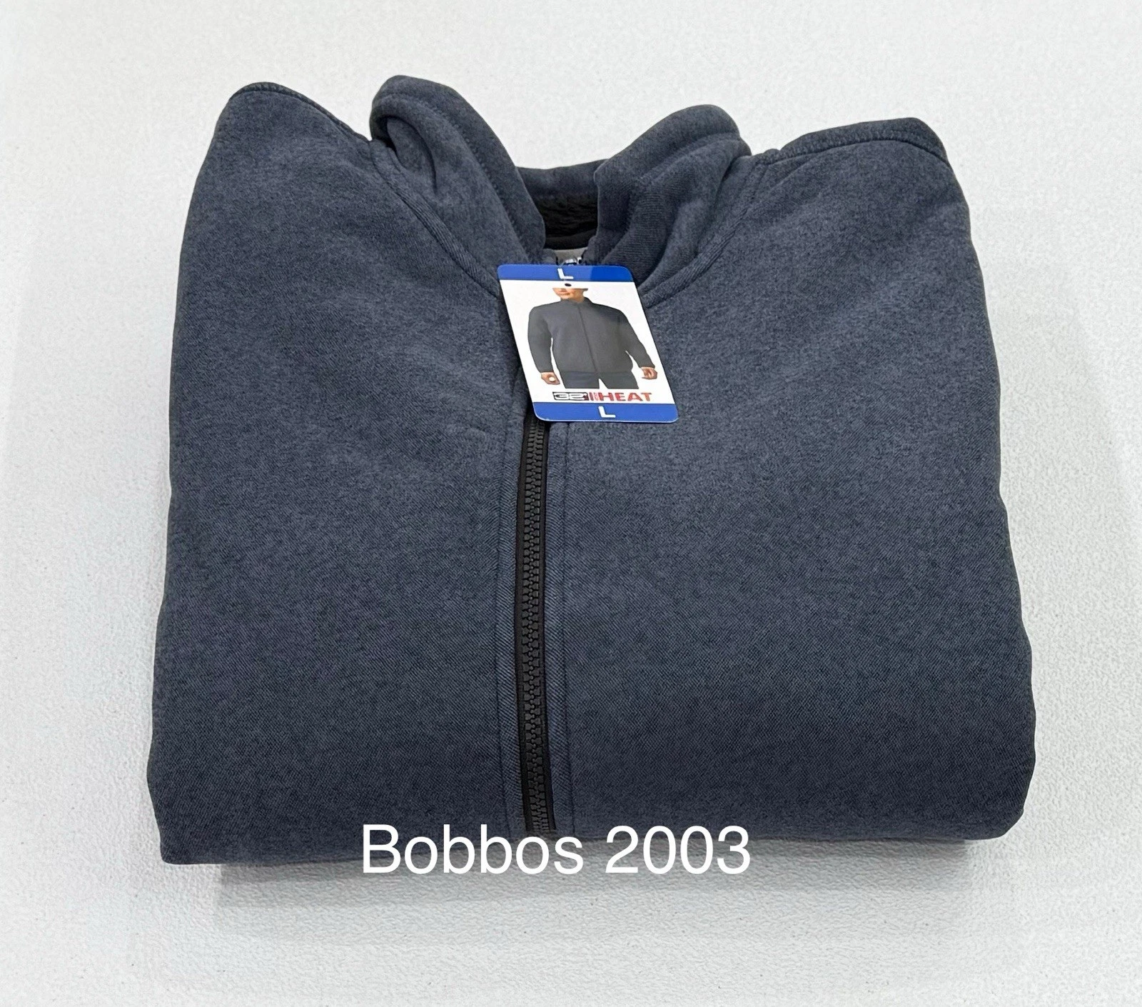 32 Degrees Heat Men's Full Zip Fleece Sherpa Mock Neck Jacket, Blue, Size L