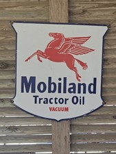 Vintage Mobiland Pegasus Tractor Oil Vacuum Porcelain Sign 30