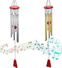Windspiels Set mit sanftem Klang für Garten Balkon und Innenraum, rostfrei, 75x9