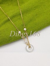 18K Yellow Gold Filled Pearl Safety Buckle Pendant  16"/18"Cable Chain Necklace
