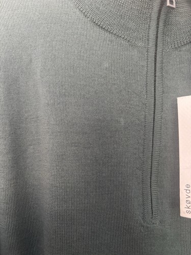 BNWT Mens Skovde Green Merino Wool Quarter Zip Size M - Picture 4 of 8