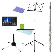 Querflöte aus Neusilber von Jupiter JFL700E mit Notenständer, Stimmgerät & mehr!