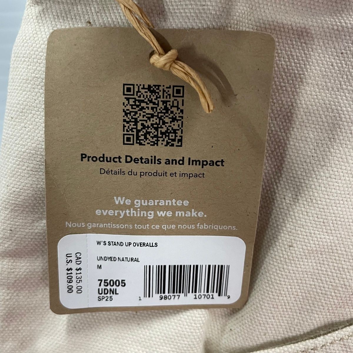 PATAGONIA Stand Up Overalls Women's Size M Undyed Natural thumbnail 8