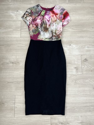 Ted Baker Womens Size 0 Dress Floral Pencil Skirt Short