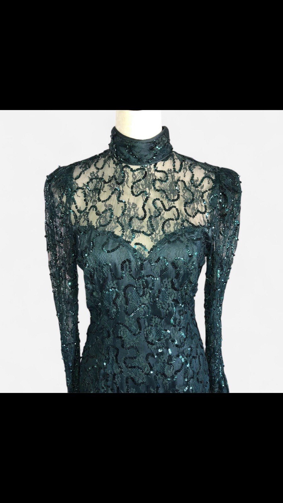 JESSICA MCCLINTOCK STUNNING VINTAGE LACE SEQUIN DRESS OPEN BACK BOW SIZE 6