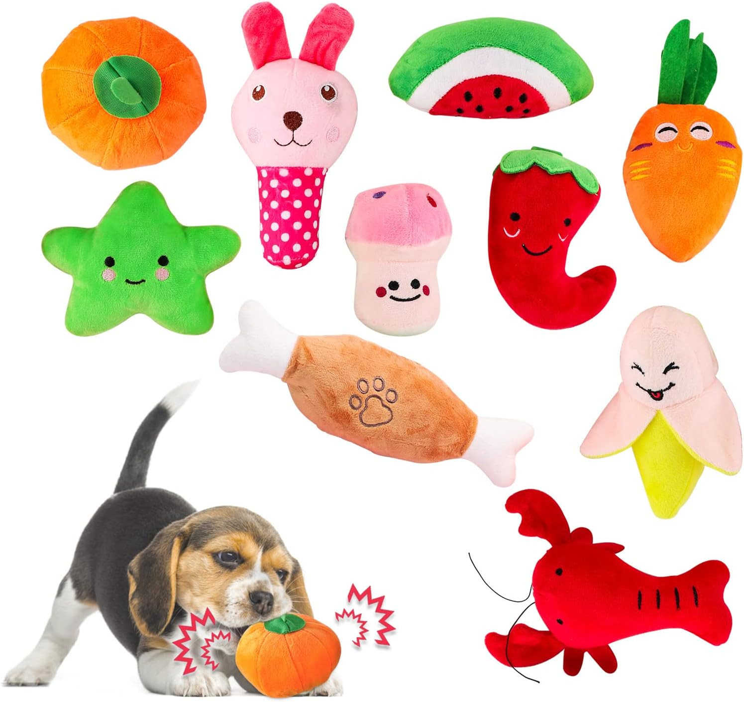 10 Pezzi Giocattoli per Cani Con Squeak, Simpatici Giocattoli Morbidi per Cani D