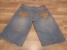 Vintage Y2K City Ink Baggy Embroidered Pockets Denim Jean Shorts Jorts Men's 34