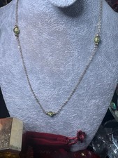 14k Yellow Gold Green Murano Balls Michael Anthony Station Necklace 2.80G 16&rdquo;