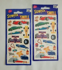 LOT of 2: Mello Smello Scratch 'n Smell Stickers ~ 2003 Racing Cars Speedway NOS