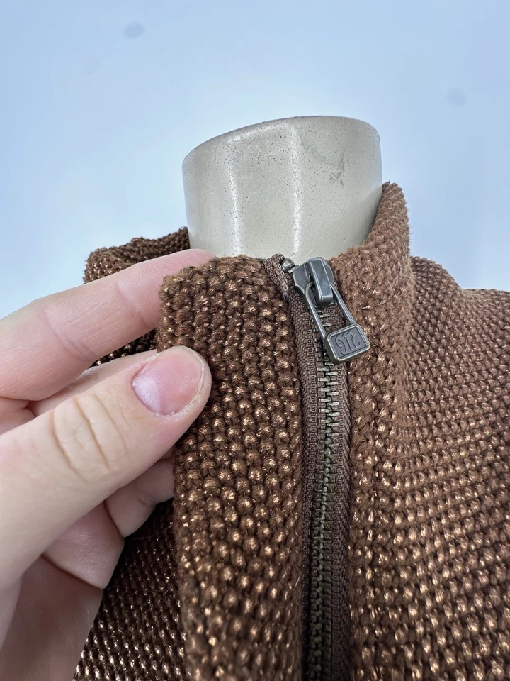 Suéter Miss Me Grande Mujer Cremallera Moto Chaqueta Manga Larga Marrón Brillante Y3 Foto 2 de 4