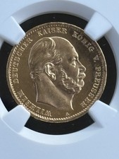10 Mark 1872 A Wilhelm I Preu&szlig;en Kaiserreich Goldm&uuml;nze NGC MS66 Stempelglanz +