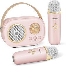 PRUNUS C20 Mini Karaoke Machine  Bluetooth Speaker Mic for Kids Pink