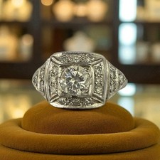 Solid Platinum Diamond Engagement Ring