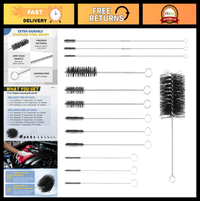 #ad #ad 12 Pcs Car Engine Cleaning Brush Kit Stainless Steel Brass amp; Nylon Detailing $77.99