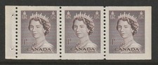 Canada #325a, Queen Elizabeth II, Karsh Portrait, Booklet Pane of 3, MNH 1953