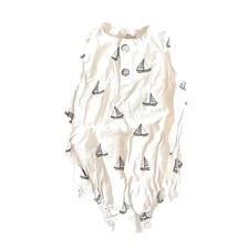 Rylee + Cru Beau Romper Sailboats Baby Onepiece 0-3 Months Soft Cotton