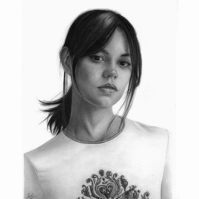 Jenna Ortega Detailed Charcoal Drawing 100% Original Hand Drawn Fan Art Signed