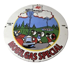 Vintage Mobil Gasoline Sign - Mobilgas Special Gas Pump Plate Porcelain Sign