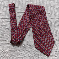 Vintage Burberry red geometric floral silk tie