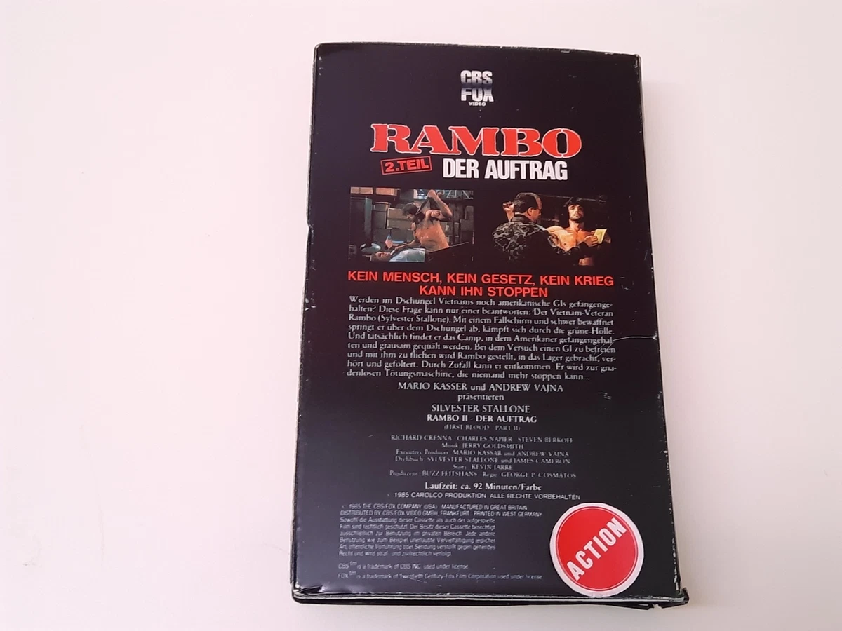Rambo 2. Teil - Der Auftrag 1985 VHS German PAL Video Softbox Sylvester Stallone