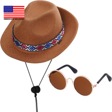 Pet Cowboy Costume Set Including Cowboy Hat Sunglasses for Dogs Cat                