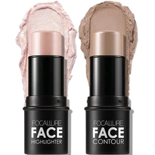 FOCALLURE 2 Pcs Mineral Cream Contour StickMoisturize Highlighter and Bronzer...
