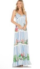 Rococo Sand Stripe Blossom Maxi Dress Medium Revolve NEW Tropical Summer