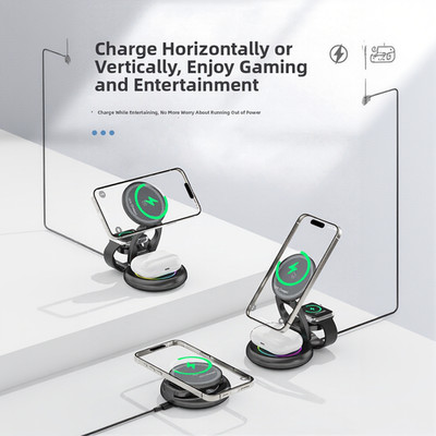 Faltbares 3-in-1 15W Wireless Charger für iPhone 14 Pro Max Watch Series 9