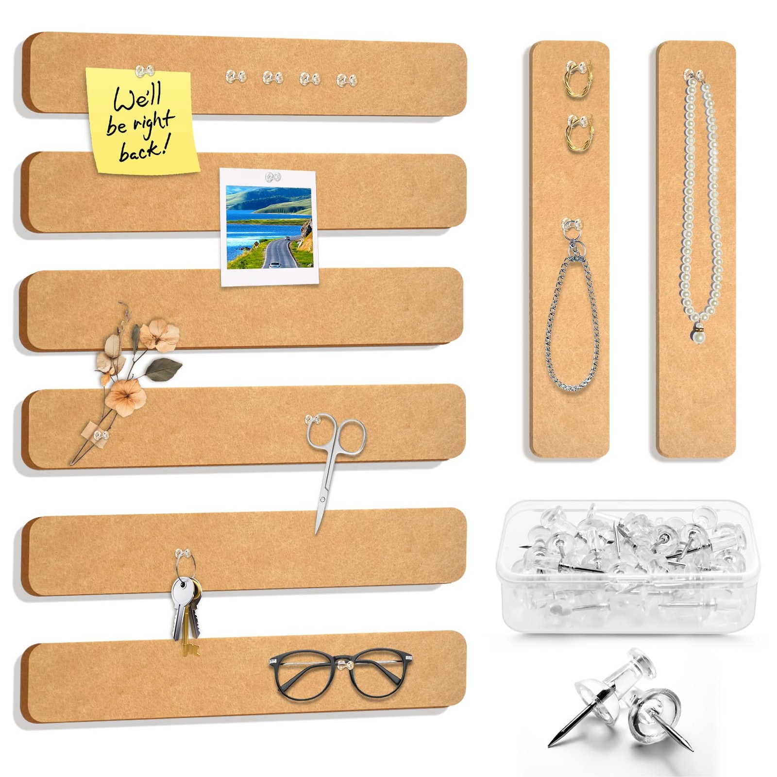 8 Pcs Cork Board Alternative Felt Strip Board Cork Board for WallsSelf-Adhesive