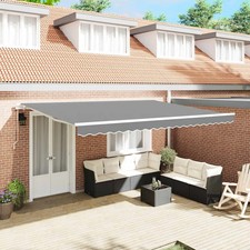 WALPLUS Awning Manual White 4x3 m Metal Adjustable Retractable Canopy