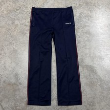 Vintage Adidas Track Pants Mens Medium Navy Blue Knit Trefoil 80s Soccer disco