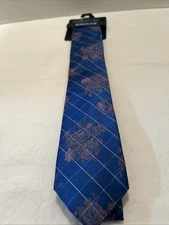 Haggar  Mens Checkered Blue Floral Rose Neck Tie Retails $34 From Kohls NWT