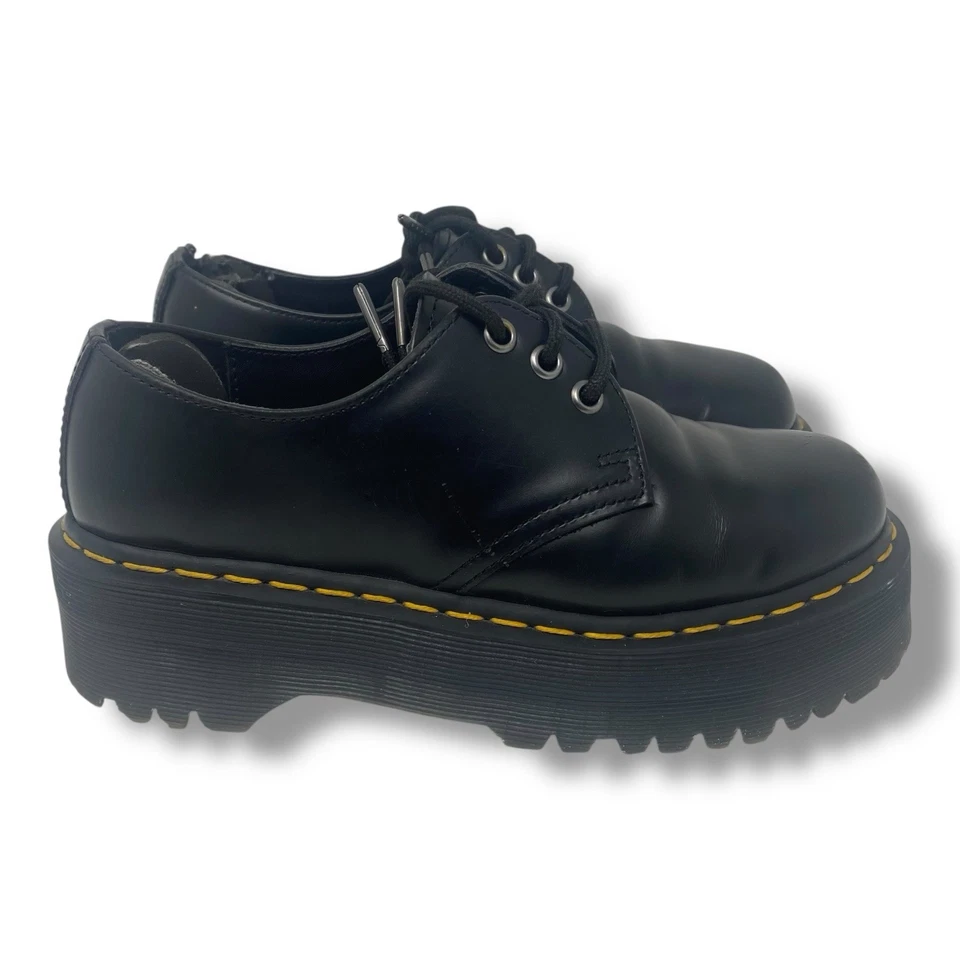 Zapatos Oxford Dr Martens EE. UU. Damas Talla 6 1461 Cuádruple Negro Plataforma Golpeada Foto 3 de 4