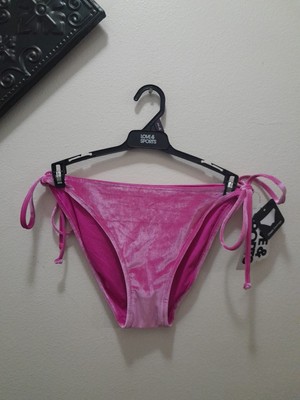 Womens Love And Sports Size 2X 20 Pink Velour String Swim Bottoms NWT