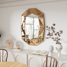 Irregular Decorative Wall Art Mirror with HD Beveled Diamond Pieces for Entryway