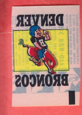 1965  TOPPS  FOOTBALL  MAGIC RUB-OFFS  INSERT  DENVER BRONCOS  NM