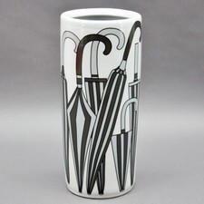Ceramic Umbrella Stand Monochrome Round Vase Walking Stick Holder Black White UK