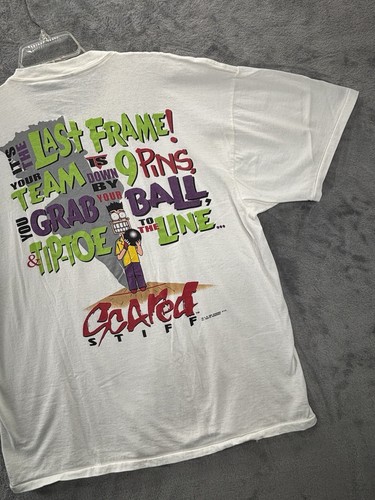 VTG Delta USA Made T-Shirt XL Single Stitch Scared Stiff Bowling 1995 Changes - Picture 12 of 17