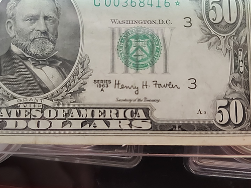 1963 A Star Note 50$ Fifty Dollar Bill Fed. Res. PA. Bank of Phil. ( RARE NOTE ) - Picture 11 of 11