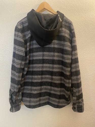 Lifted Rearch Group LRG Men's Hoodie Flannel Jacket Shacket Plaid Wool Grey Sz M - Picture 8 of 12