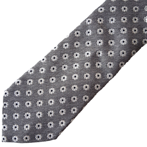 SUIT SUPPLY Neck Tie Grey Floral Silk / Cotton Blend Made In Italy Pre-Owned