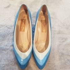 Sesto Meucci of Florence Womens Blue Pointed-Toe Kitten Heel Pumps Shoes 3" Heel