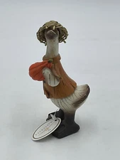 Tii Giftcraft Duck Pumpkin Harvest 5" Fall Figurine Resin Faux Wood Boy Jacket