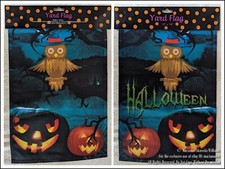 Halloween GARDEN YARD BANNER FLAG SPOOKY OWL WITCH HAT JACK O LANTERNS 12 x 18