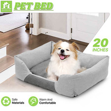 Long Plush Soft Pet Cat Puppy Calming Bed Rectangle Washable Winter Kennel Nest