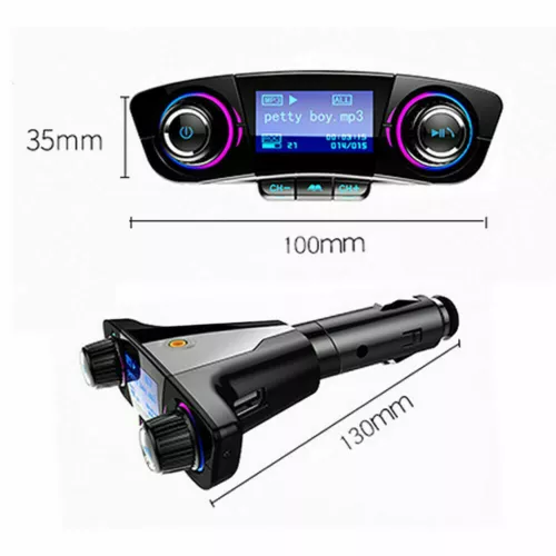 Adaptador de radio manos libres transmisor FM para automóvil Bluetooth doble puerto USB reproductor de MP3 - Imagen 6 de 10